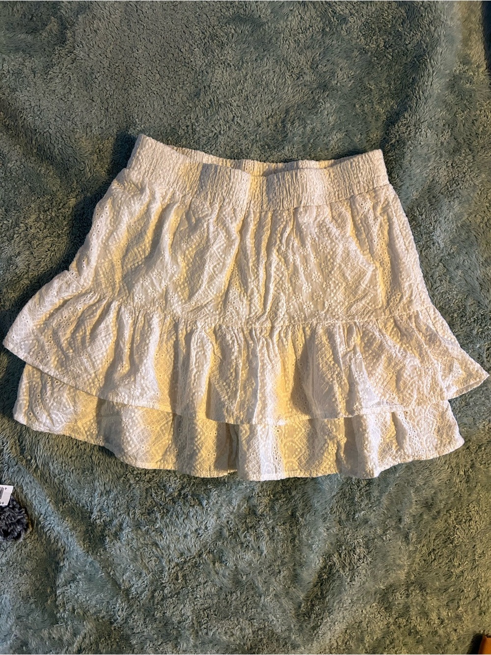 Wild Honey White Eyelet Ruffle Mini Skirt